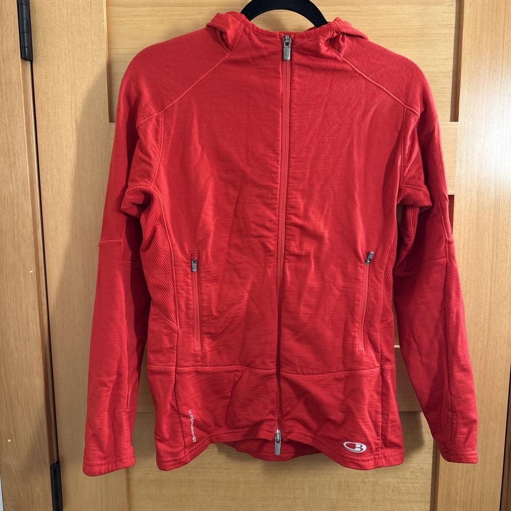 Icebreaker Merino GT Jacket Womens Small Hooded Wool Full Zip Hoodie Red